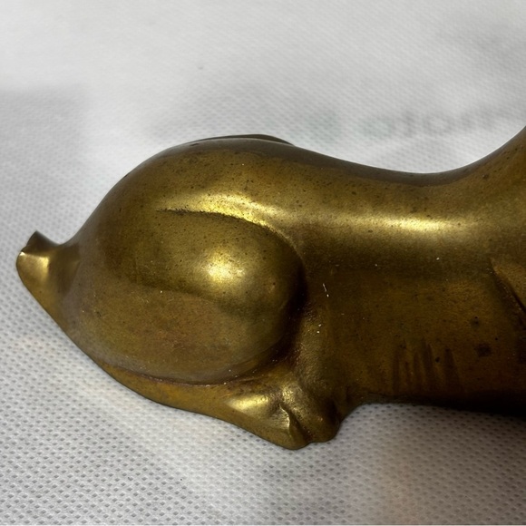 Brass Vintage Dog Figurine 7” Long Hollow FLAWED - Picture 3 of 10